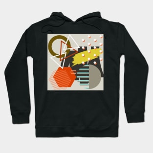 Modern Geometric Pattern Bright Orange Aqua Retro Doodle 80's Style Hoodie